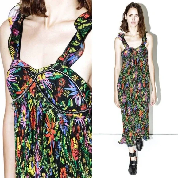 3.1 Phillip Lim floral colorful plisse dress - Picture 3 of 16